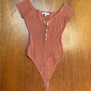 Love Tree Terracotta Ribbed Bodysuit